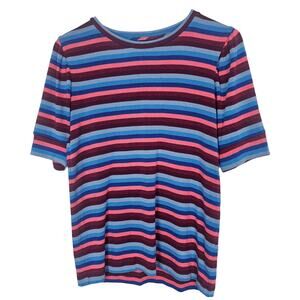 J Crew Top Women S Blue Striped T-Shirt Women Puff Sleeve Top Casual Top Women